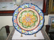 Тарелка с Точечной росписью Керамика Сувенир Винтаж 30 см